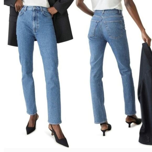& Other Stories Favorite Cut Straight Leg Jeans Slim Cut High Rise Blue Denim 30 - Picture 14 of 15